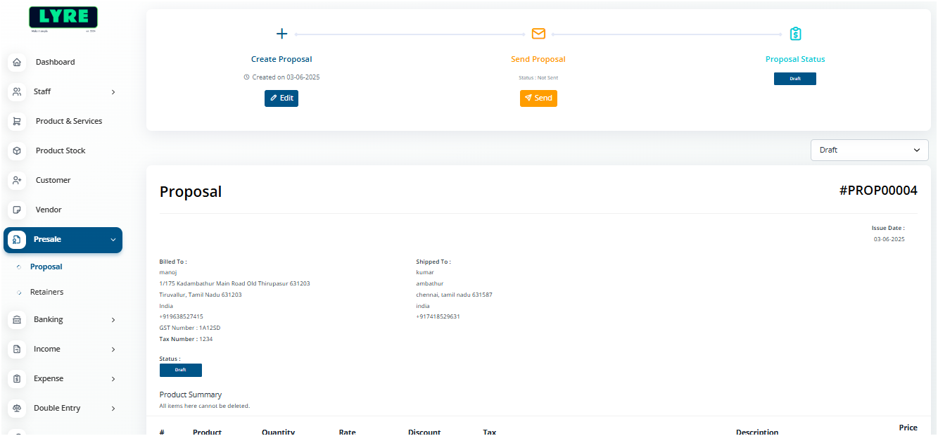 Proposal create button